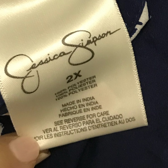 Jessica Simpson 2X Wide Leg Pants Navy & White - Picture 2 of 4